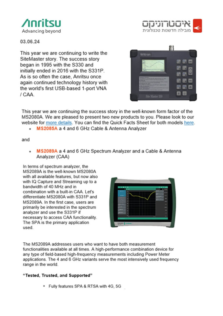 ANRITSU NEWSLETTER 1